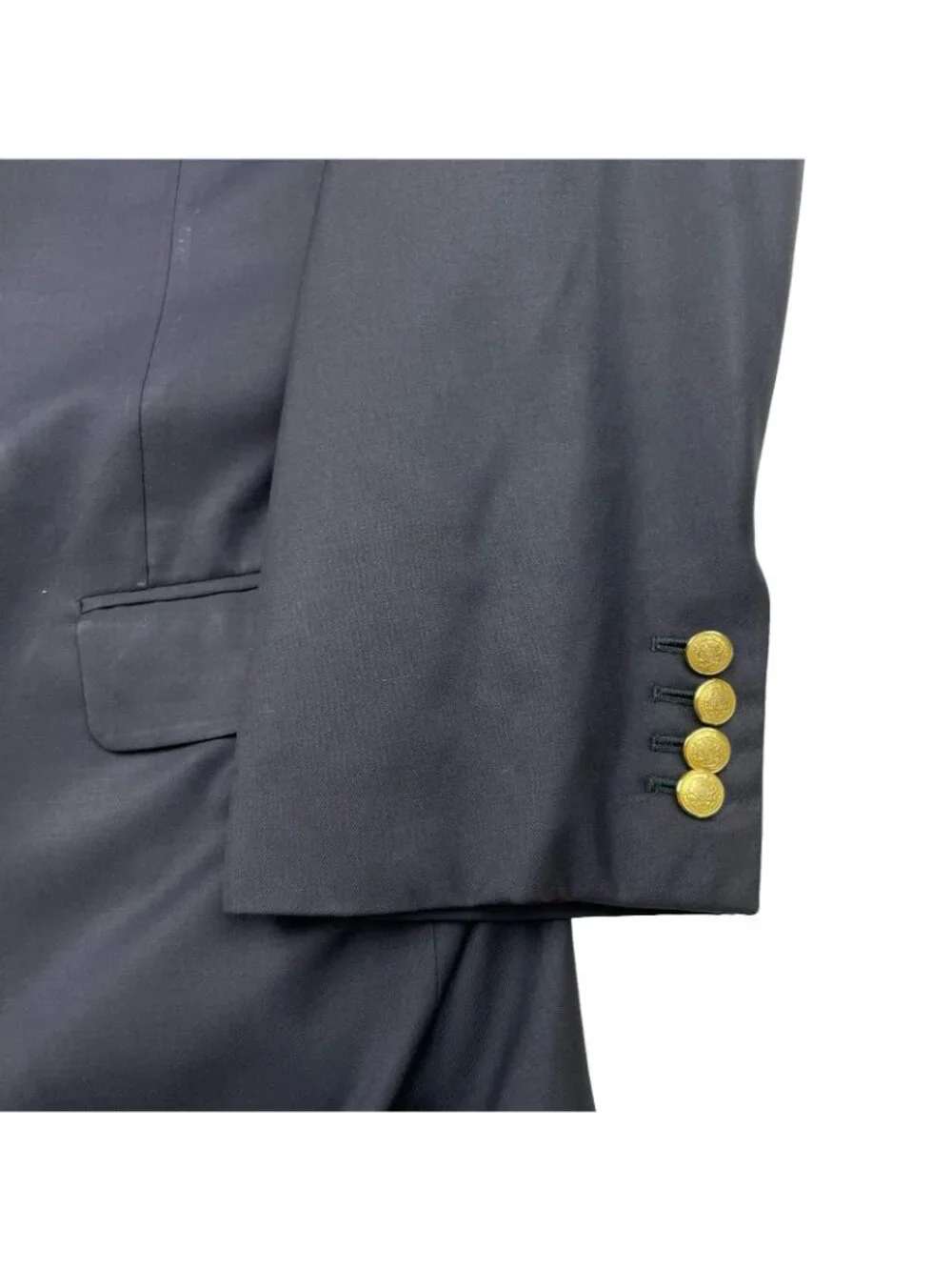 Holland & Sherry Men's Bespoke Custom Gold Buttons Blazer Navy Blue • 46R